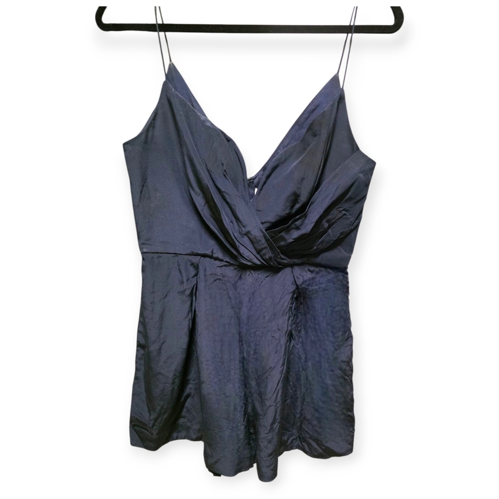 Zimmermann Navy Blue 100% Silk Sweetheart Neckline Sleeveless Romper
